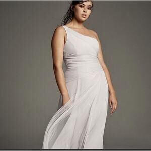White By Vera Wang David’s Bridal One Shoulder Georgette dress silver